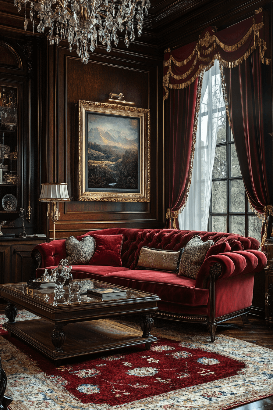 red couch living room