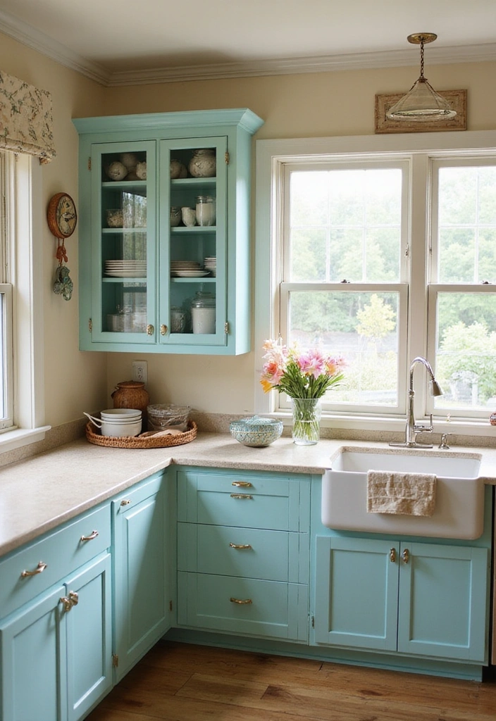 Coastal Retro Style Vintage Kitchen