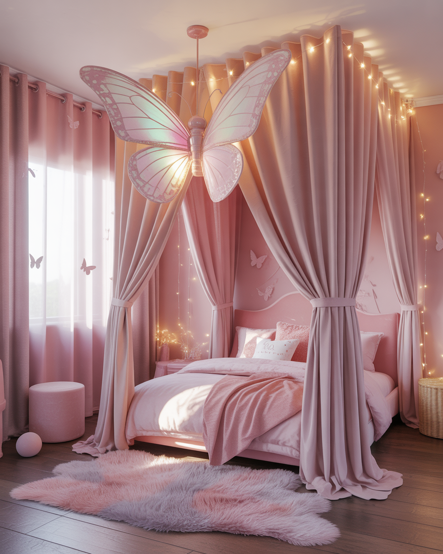 Barbiecore pastel kids bedroom