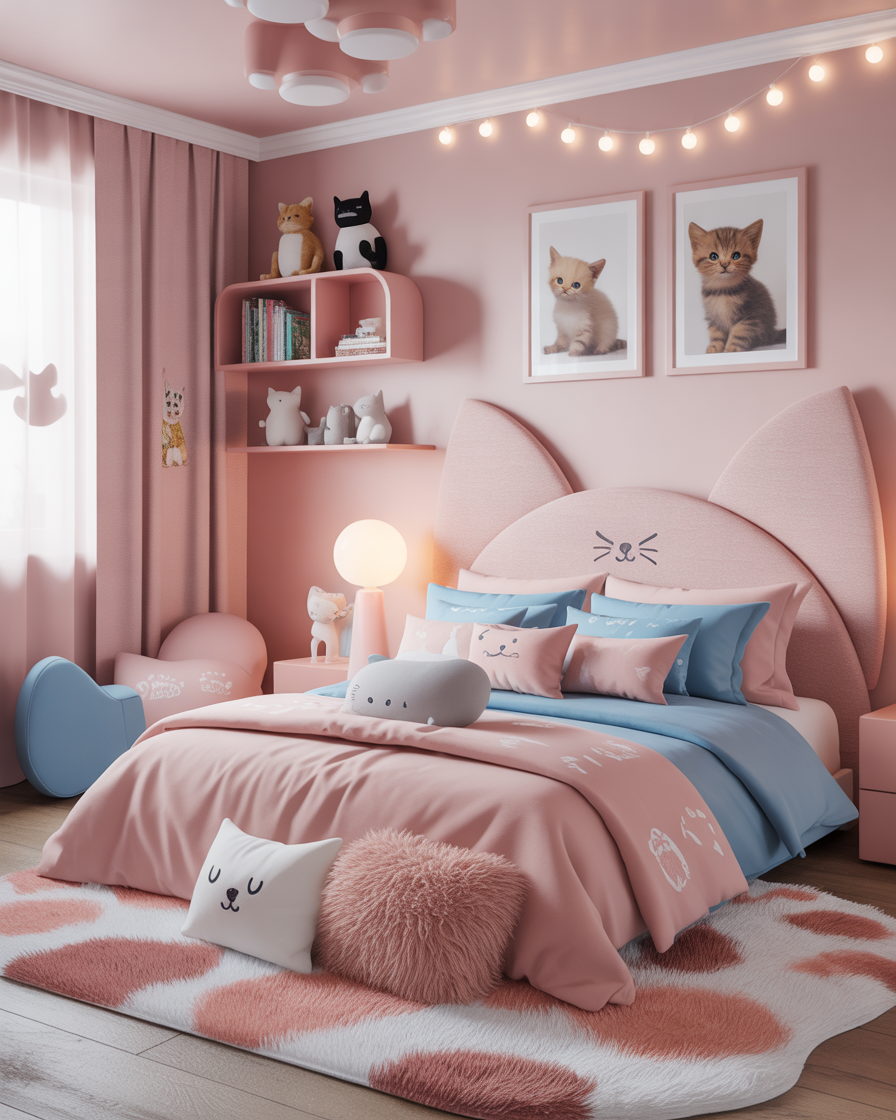 Cat lover kids bedroom