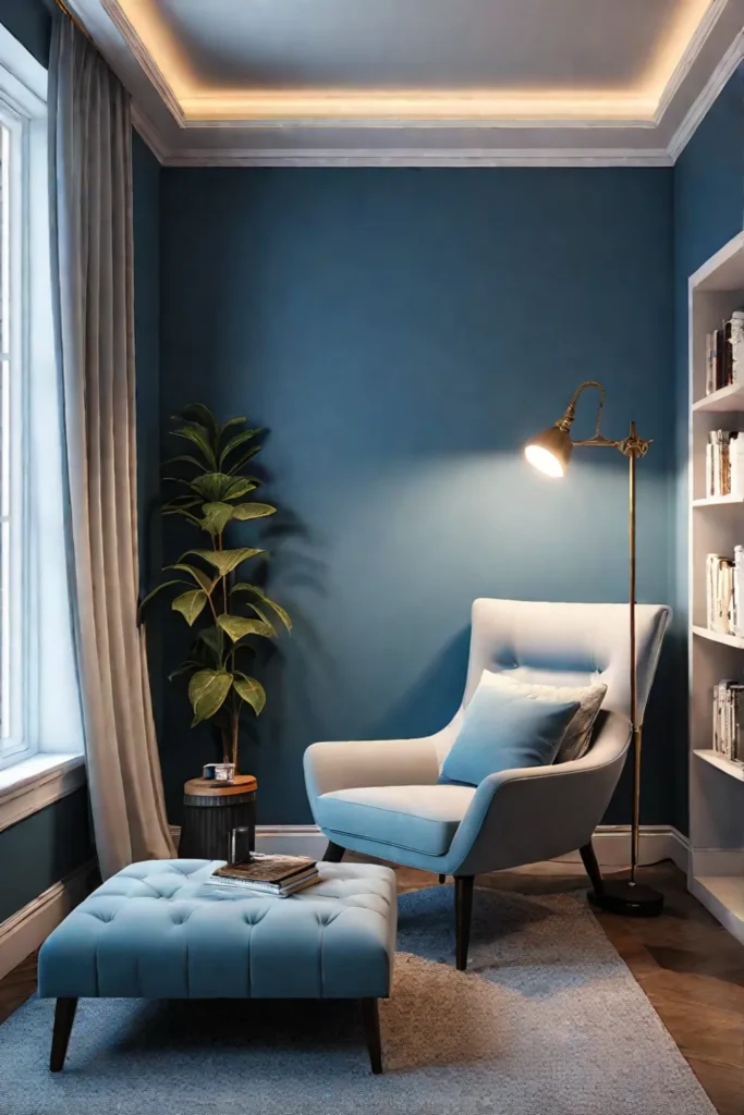 Cozy corner reading nook with comfortable seating