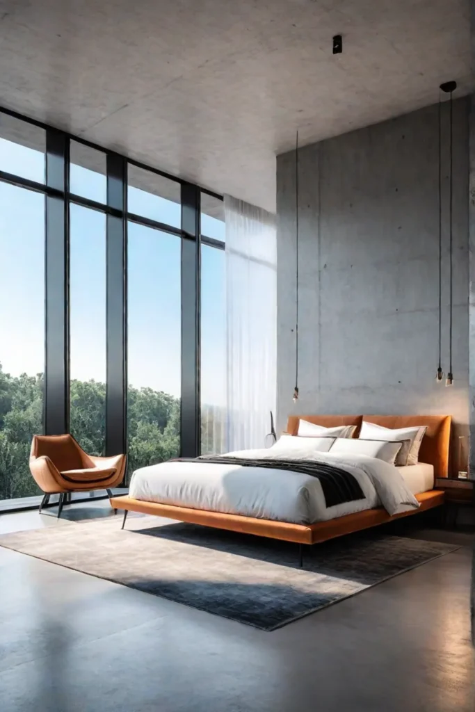 Cozy minimalist bedroom with platform bed