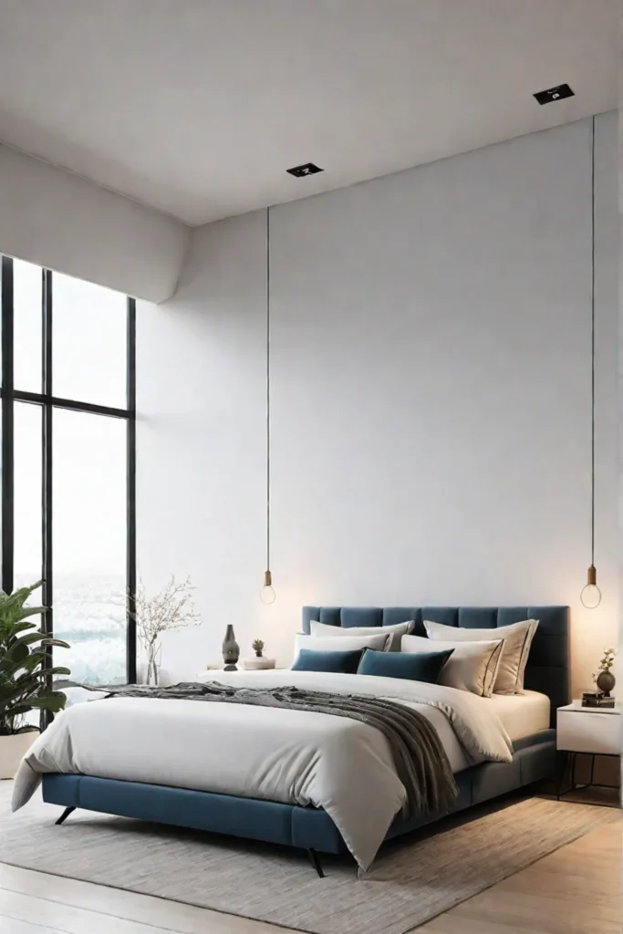 Organized minimalist bedroom with hidden storage