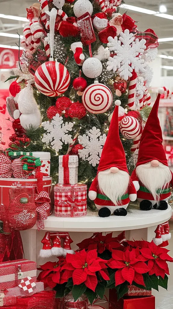 Red and White Christmas Tree Decor Red and White Christmas Tree Decor