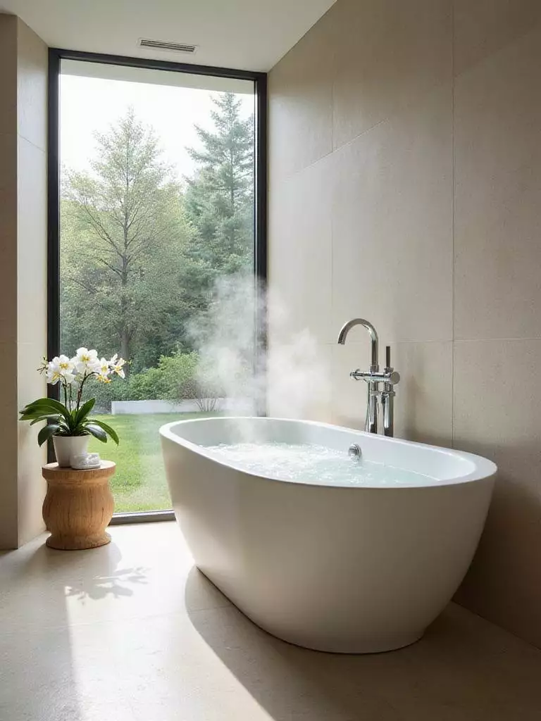 Luxurious bathroom with a deep soaking tub for ultimate relaxation