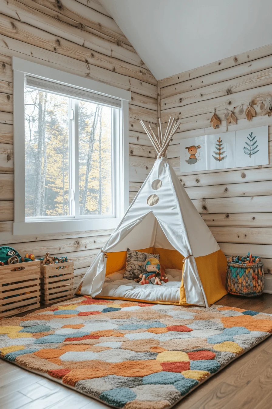 Children's play corner with rustic decor