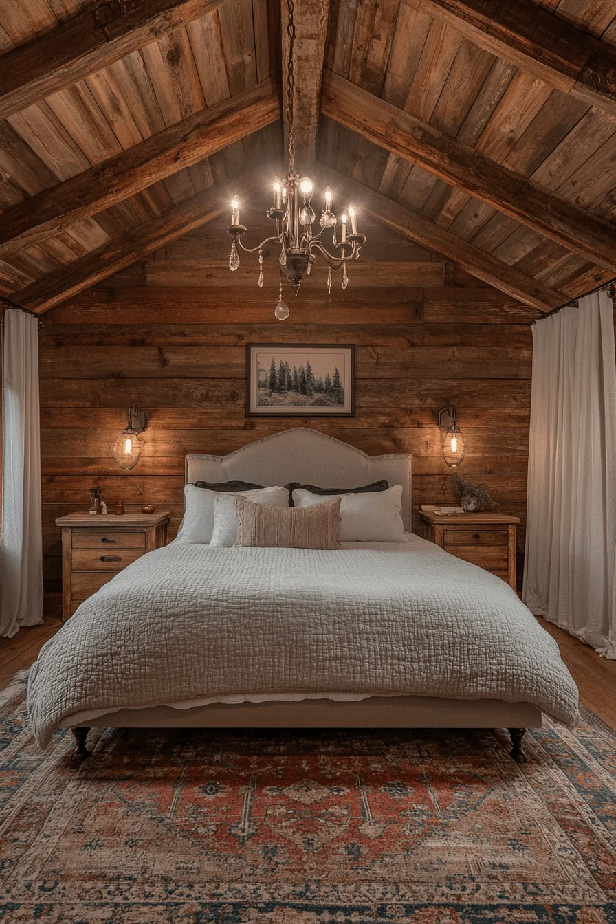 Romantic rustic cabin bedroom