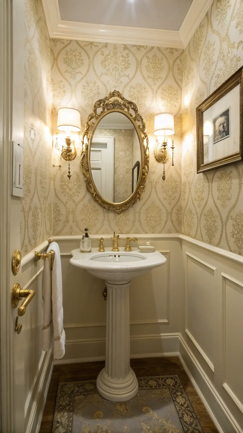 Seasonal gold bathroom decor