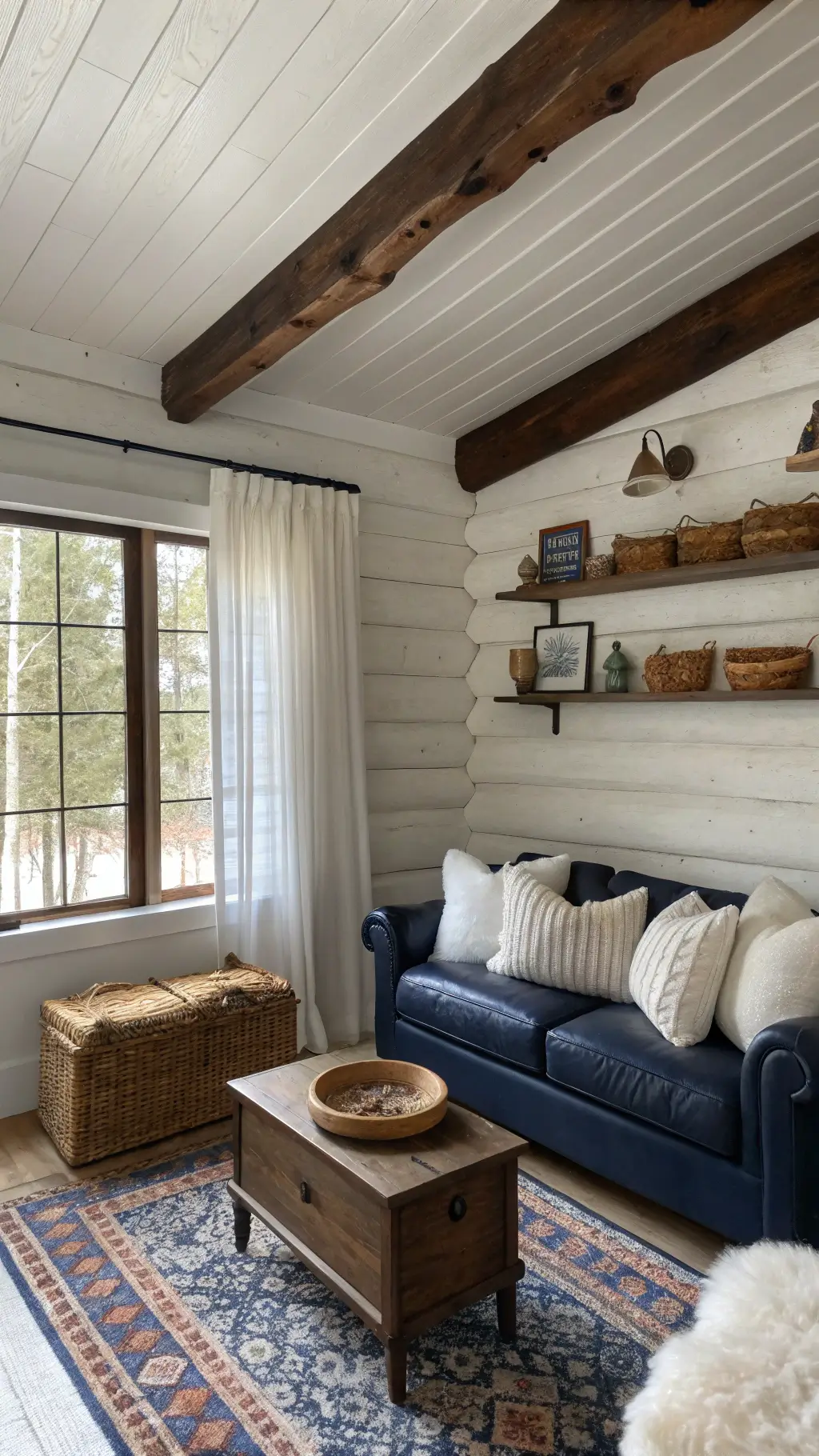 Living room with earthy tones and natural textures