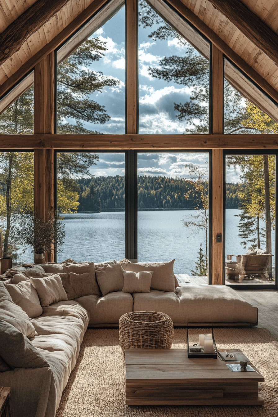 Tranquil Lakeshore Cabin Interior