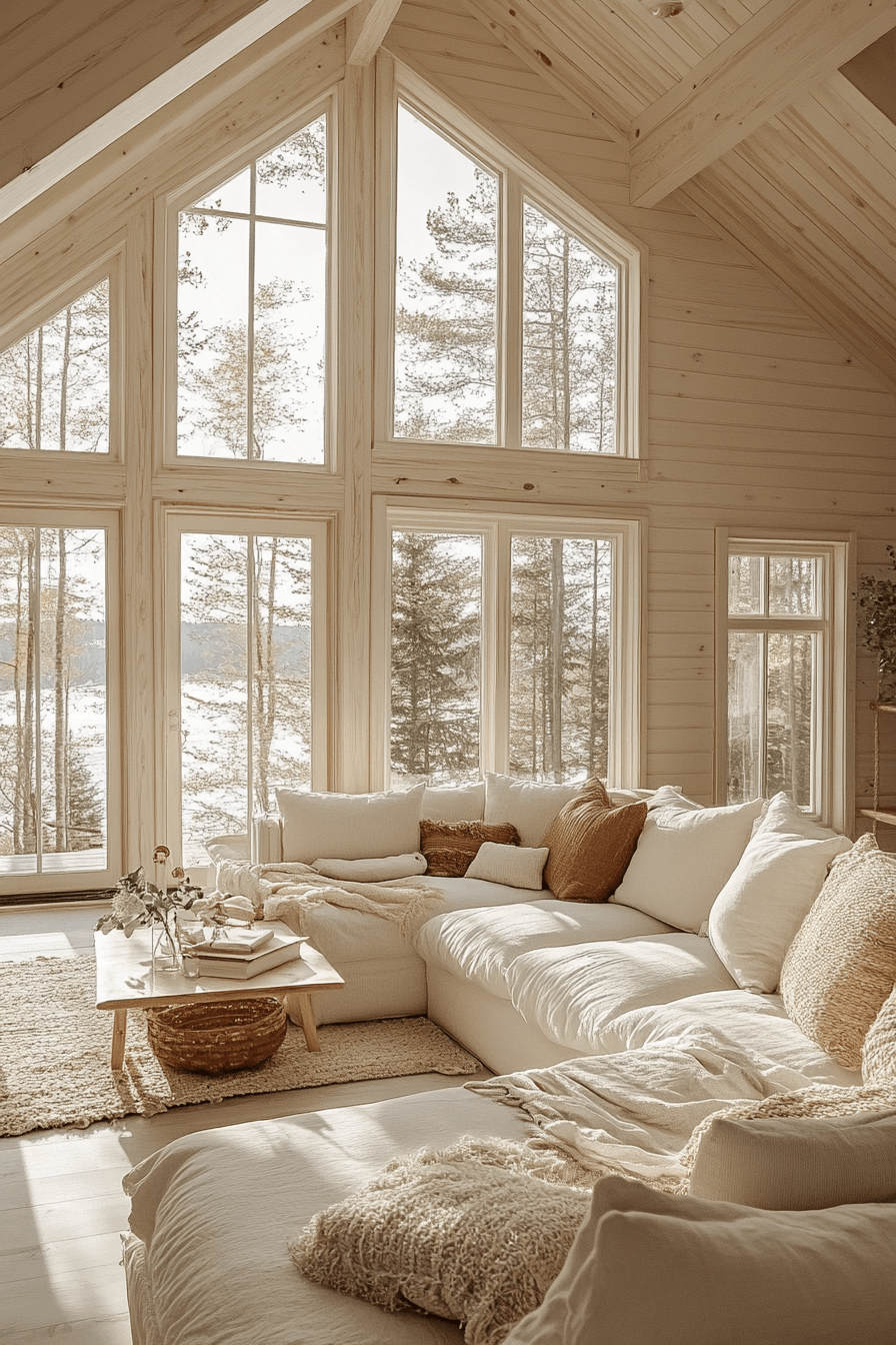 Sunlit Alpine Cabin Interior