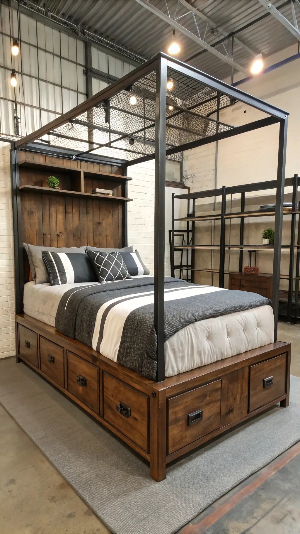 Elegant mid-century modern storage bed