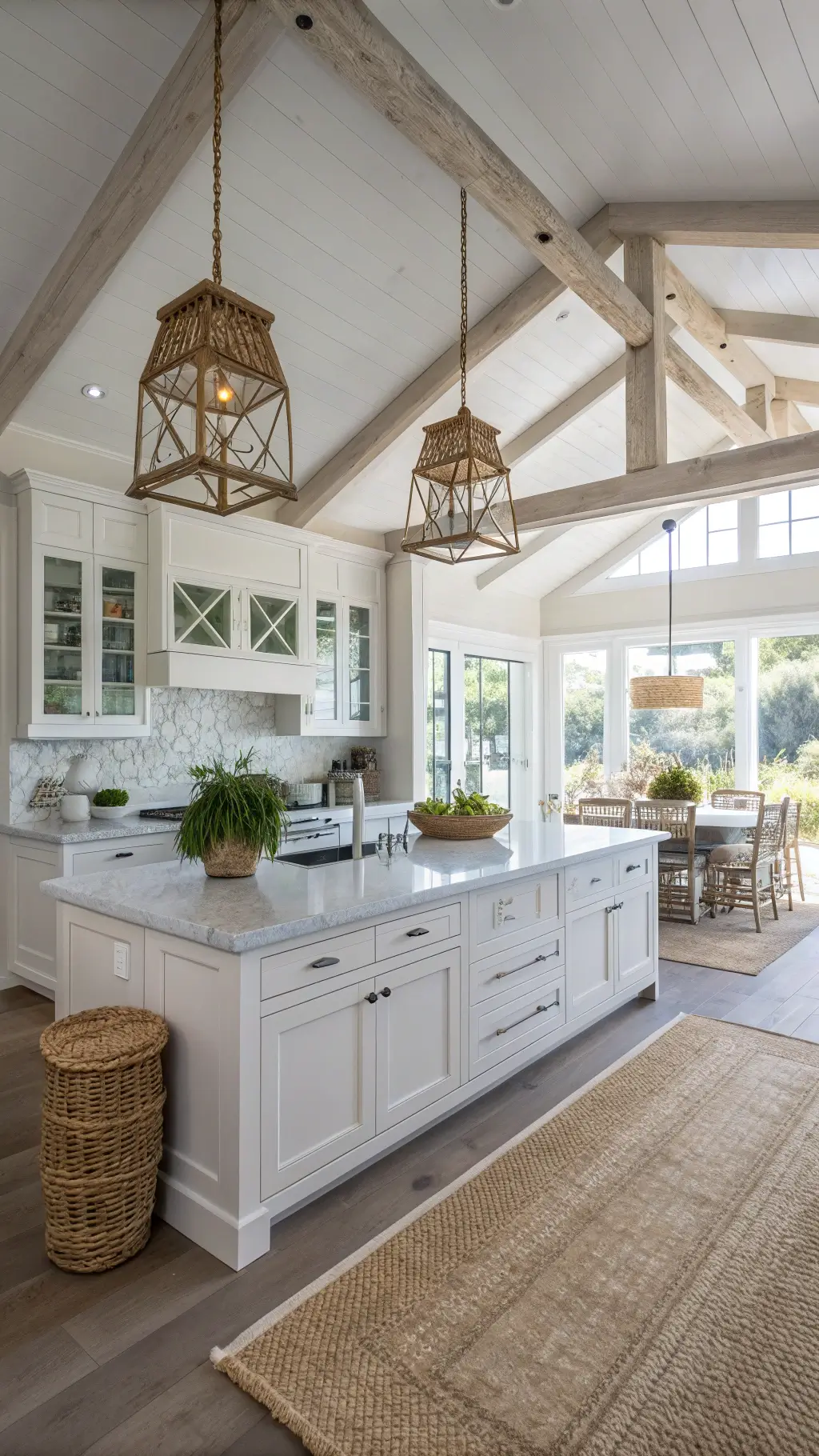 Coastal Kitchen Design: Your Ultimate Transformation Guide Morning-lit coastal kitchen with quartz island and natural decor