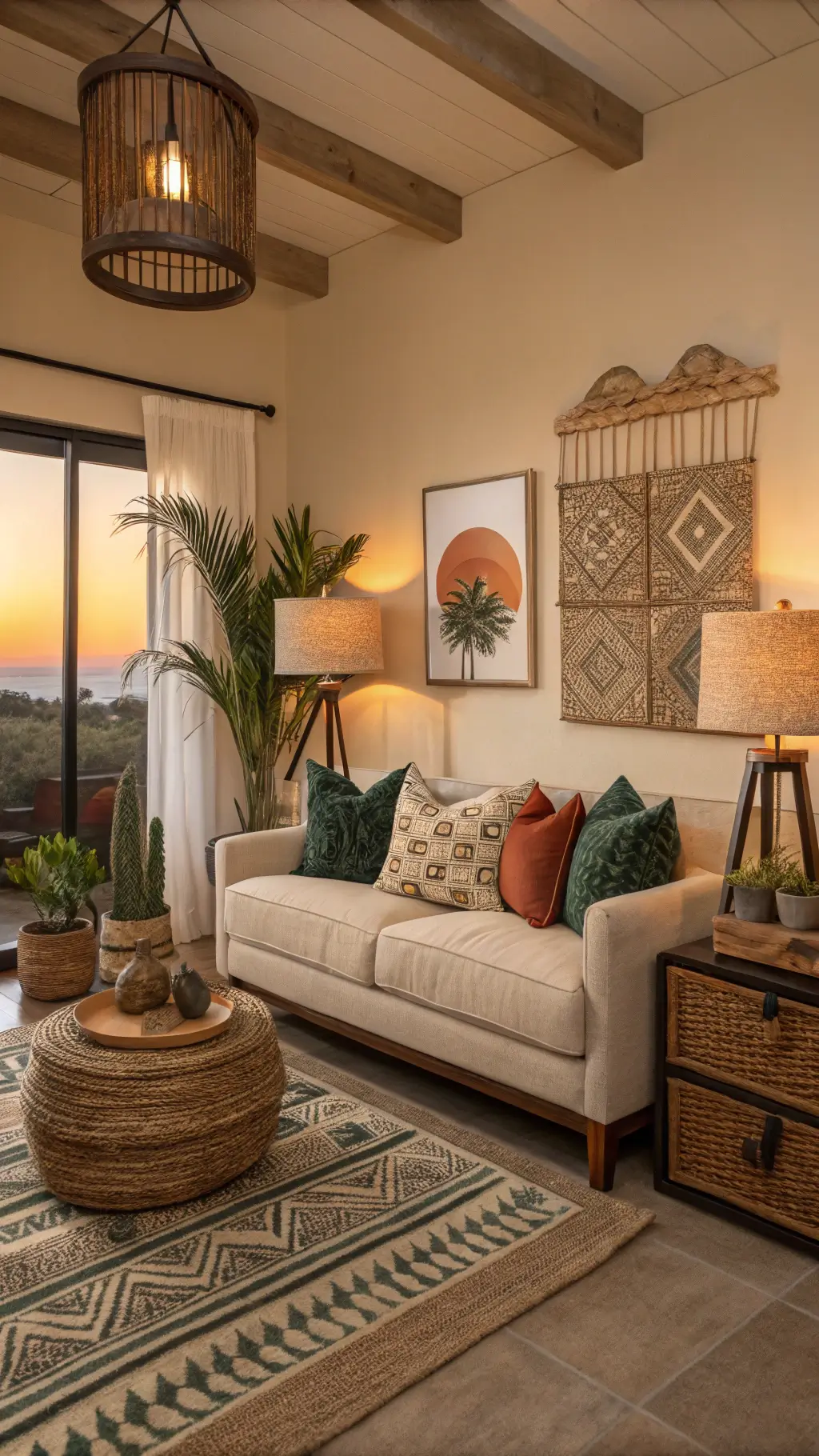 Stylish living room showcasing Feng Shui color balance