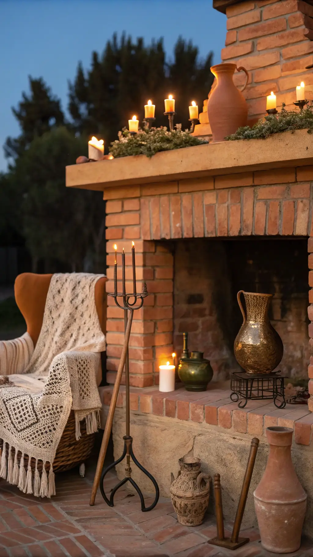 Vintage-inspired living room with cozy textiles and rustic furniture