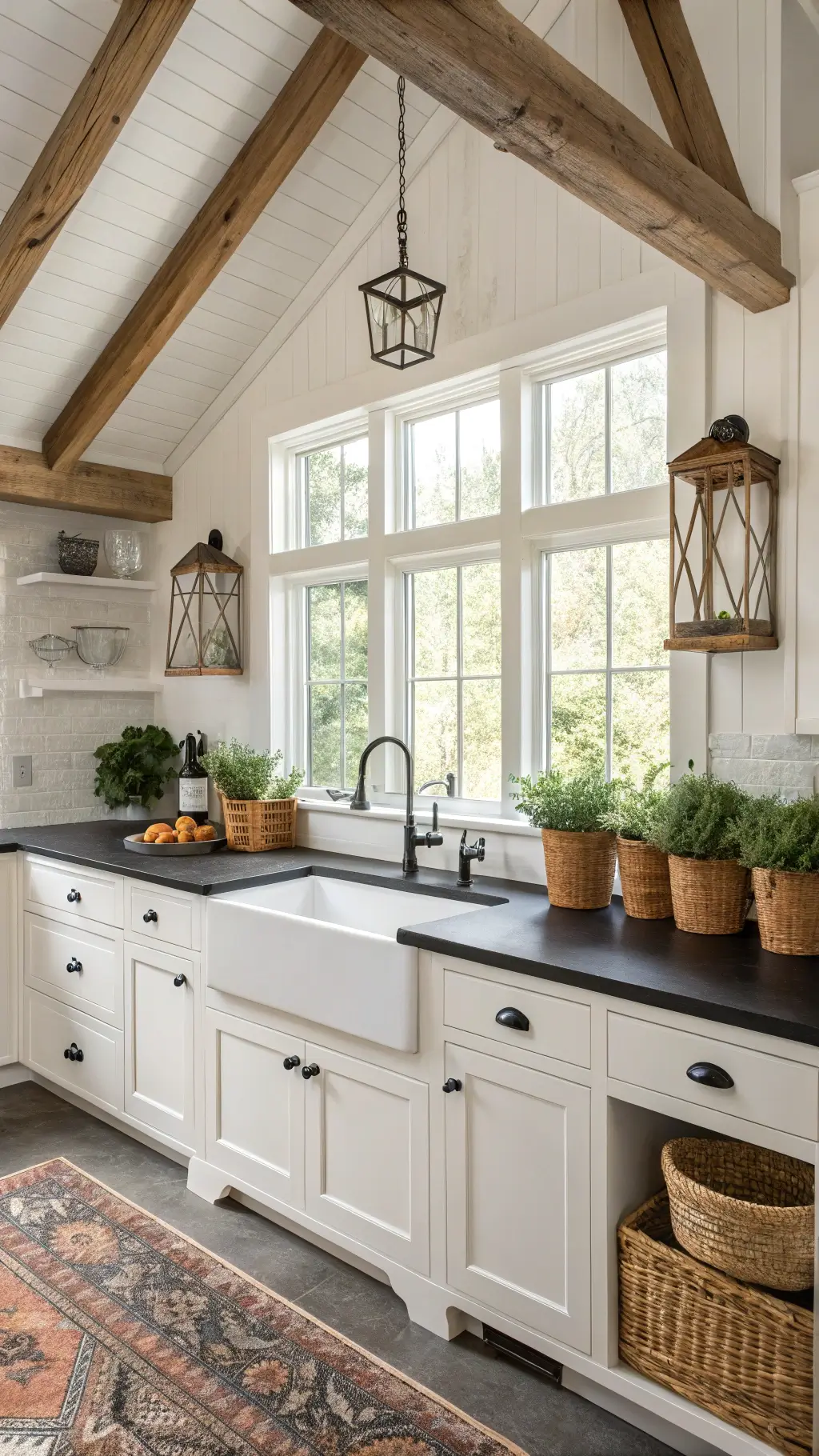 Modern Farmhouse Black and White Kitchen