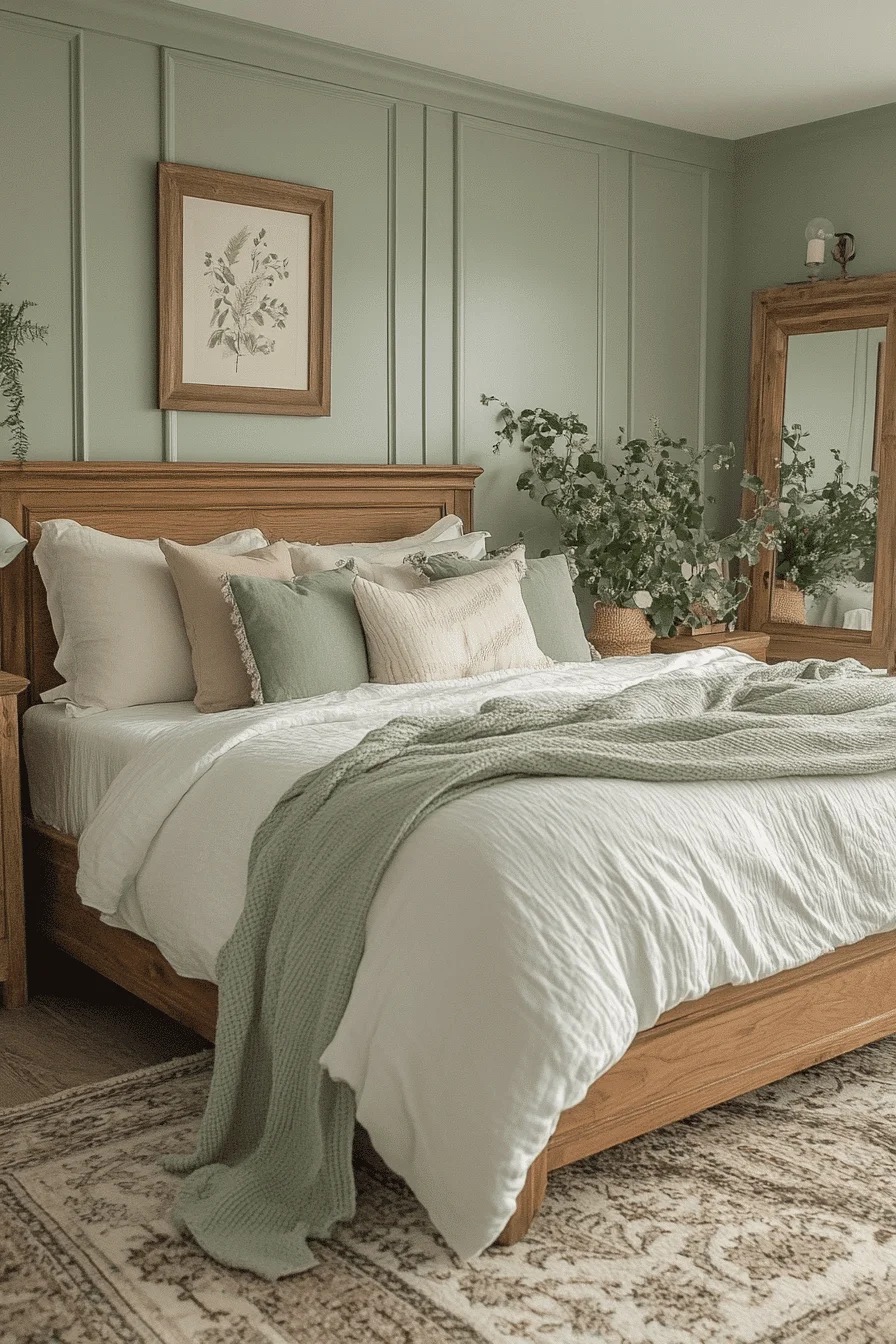 25 Sage Green Farmhouse Bedroom Ideas to Embrace the Beauty of Nature in Your Home 13 25 Sage Green Farmhouse Bedroom Ideas to Embrace the Beauty of Nature in Your Home