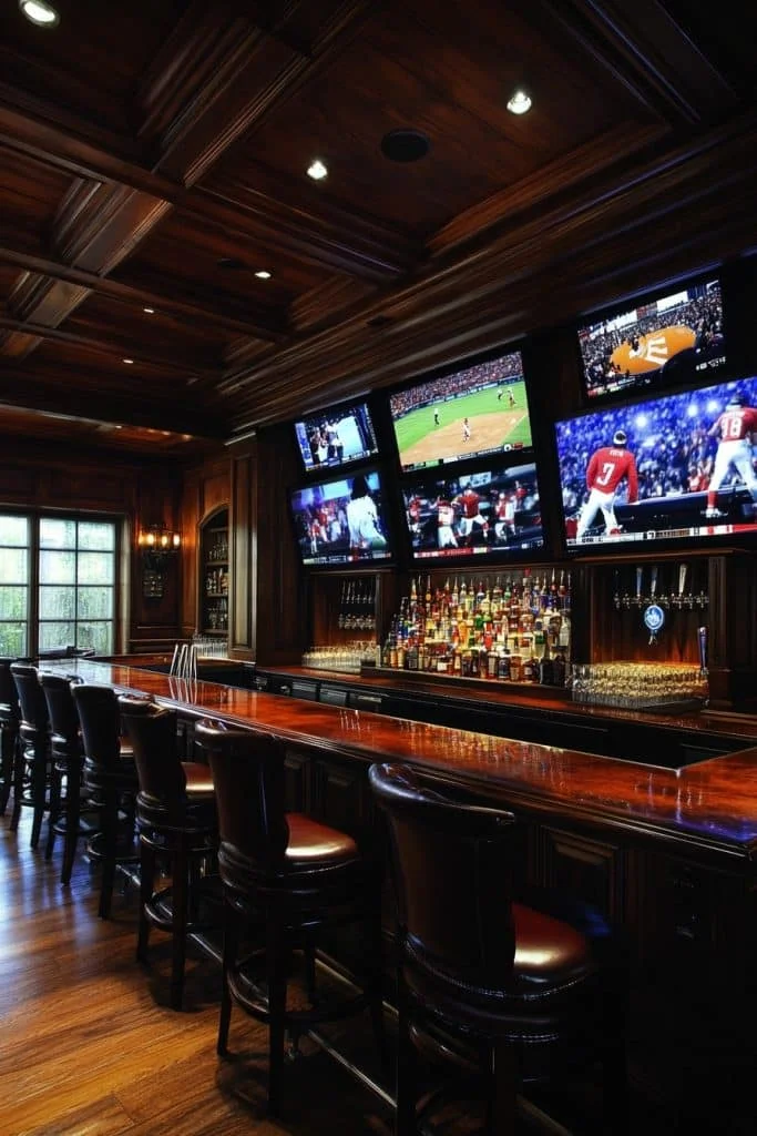 Sports Enthusiast Basement Bar
