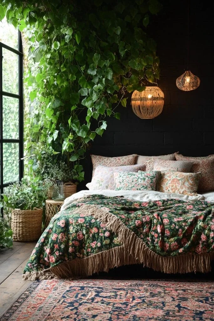 Mystic Charcoal: Boho Bedroom Retreat