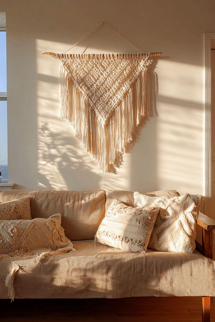 Showcase Macramé Art Above Your Sofa