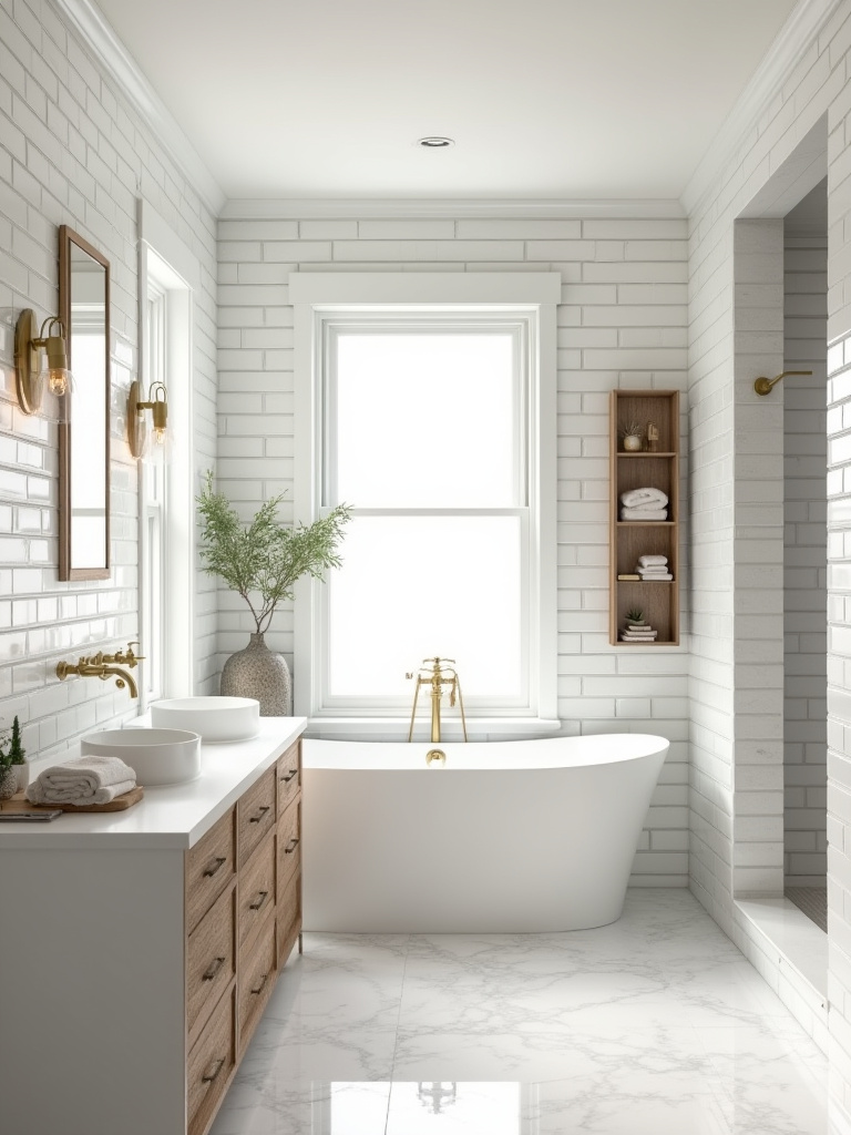 Portrait view of a farmhouse bathroom showing Modern Chic vs Traditional Rustic aesthetic
