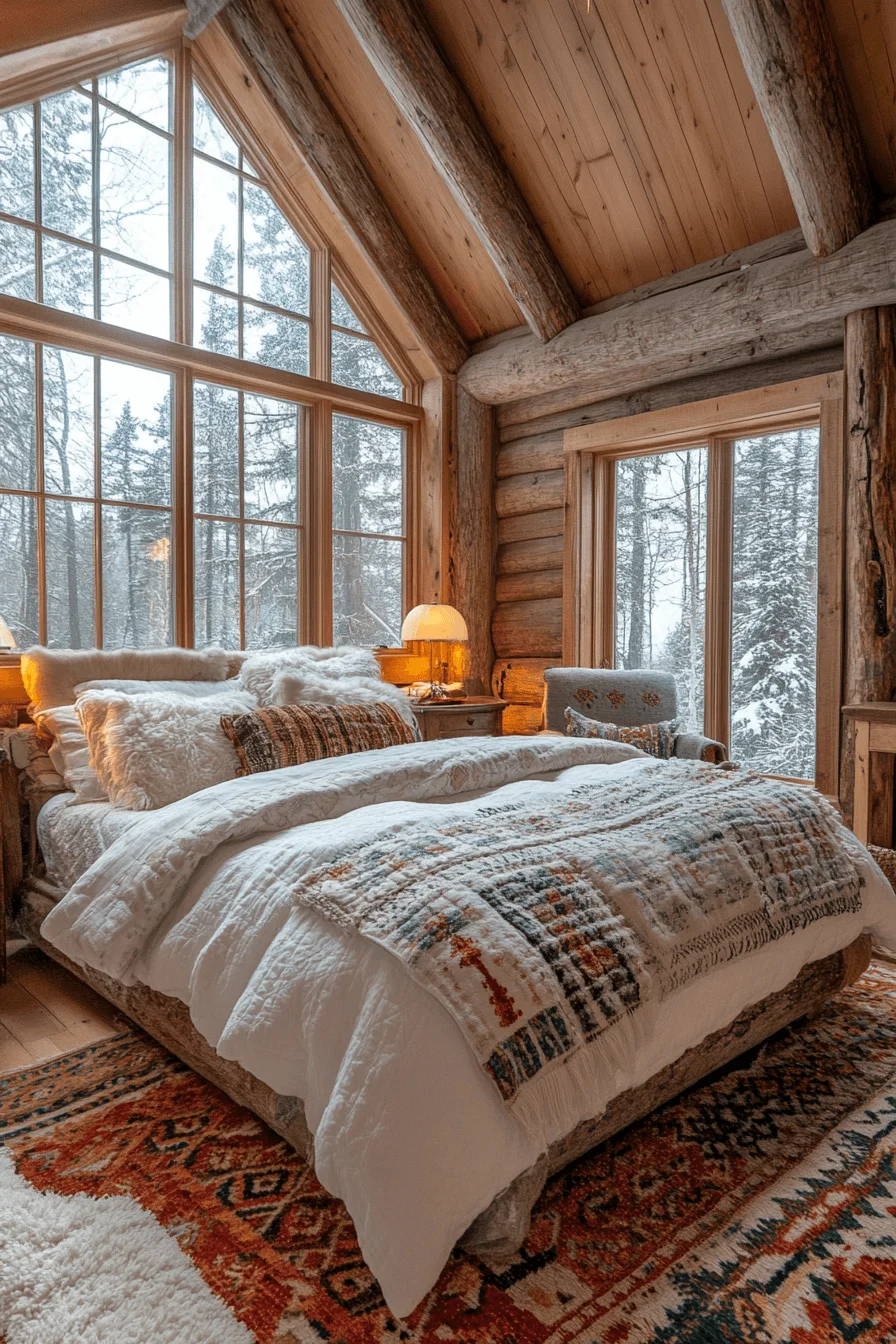 Rustic wood cabin interior