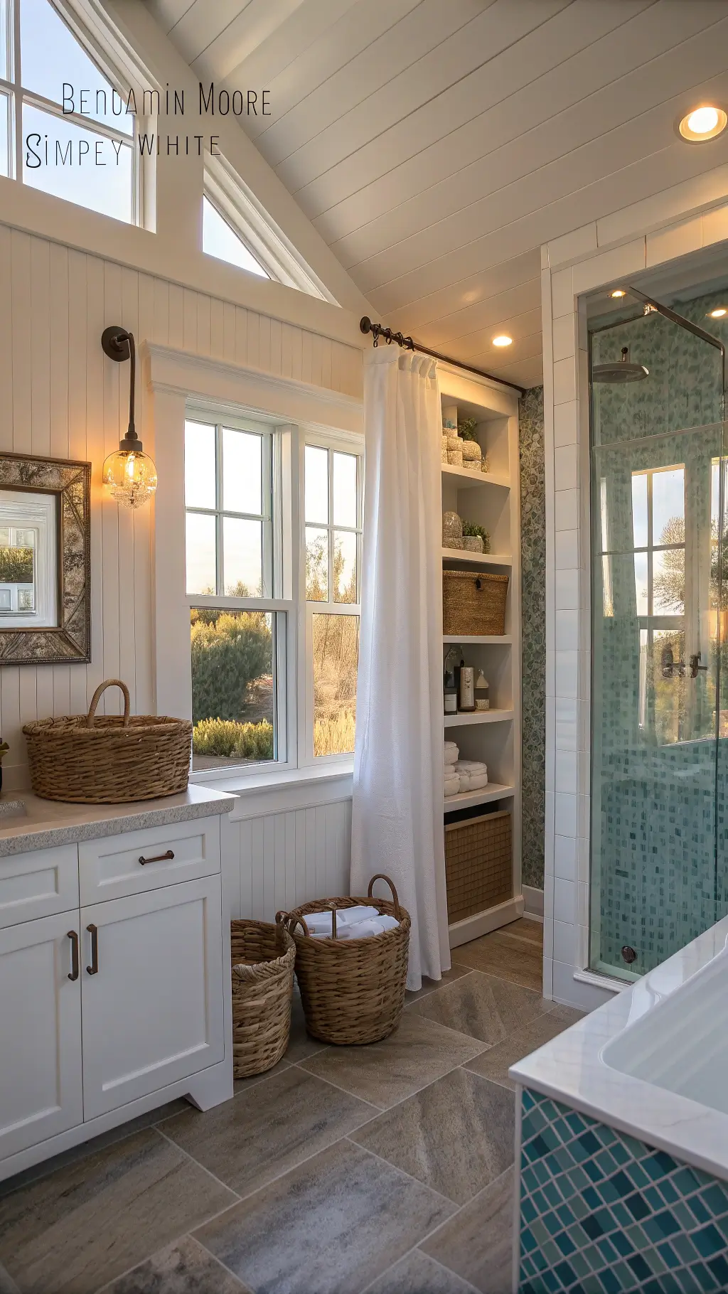 Coastal Kitchen Shower with White and Blue Accents