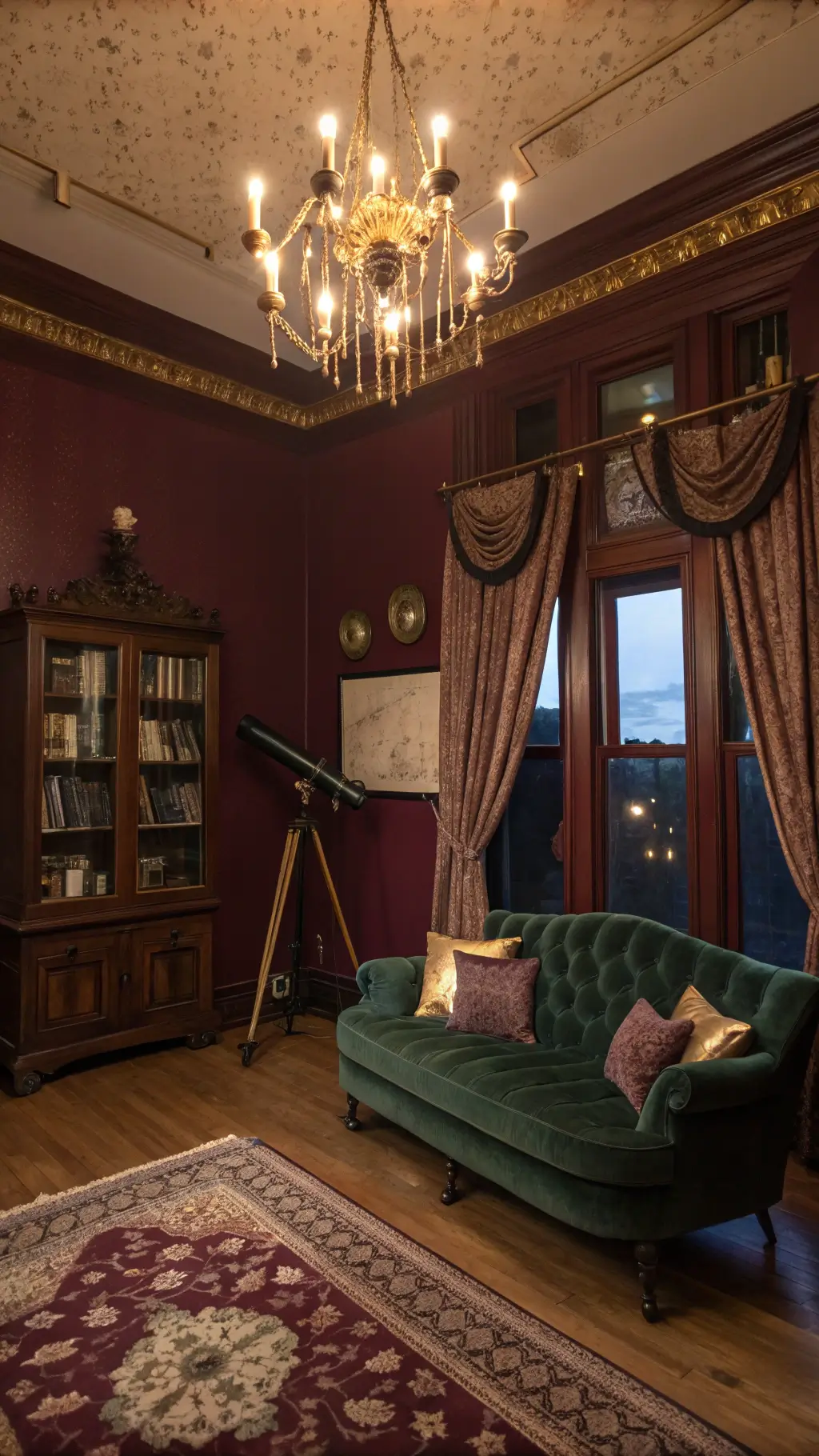 Whimsigothic living room with dark and dreamy decor