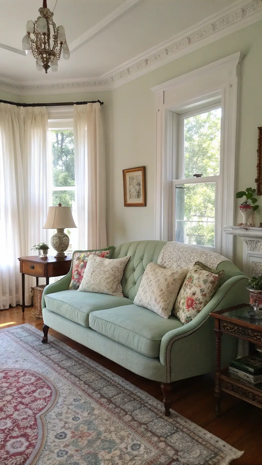 Granny Chic Living Room: Cozy Vintage Comfort Granny Chic Living Room: Cozy Vintage Comfort with Sage Green and Antique Decor