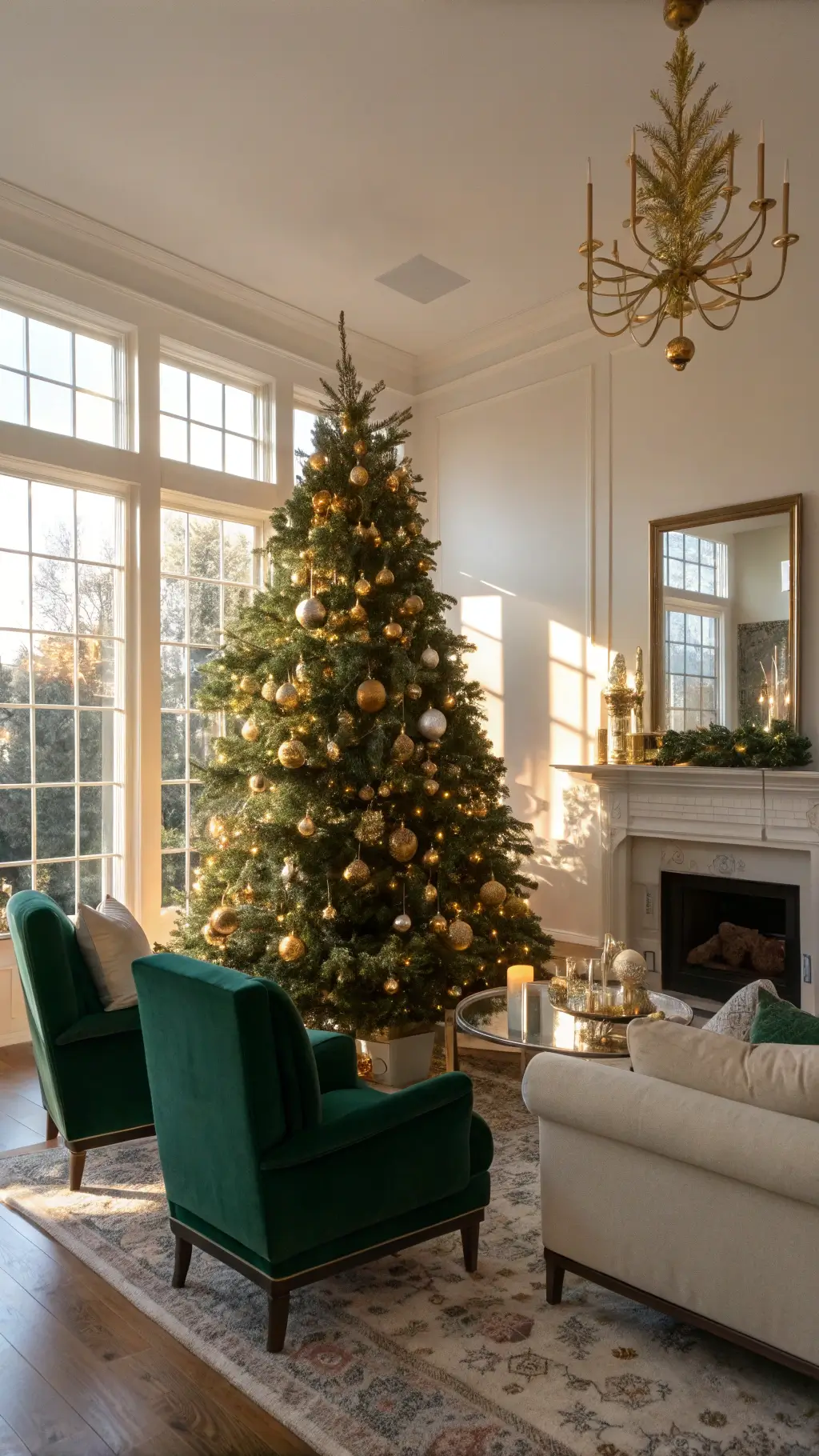 Festive Christmas home decor with twinkling lights and cozy textures