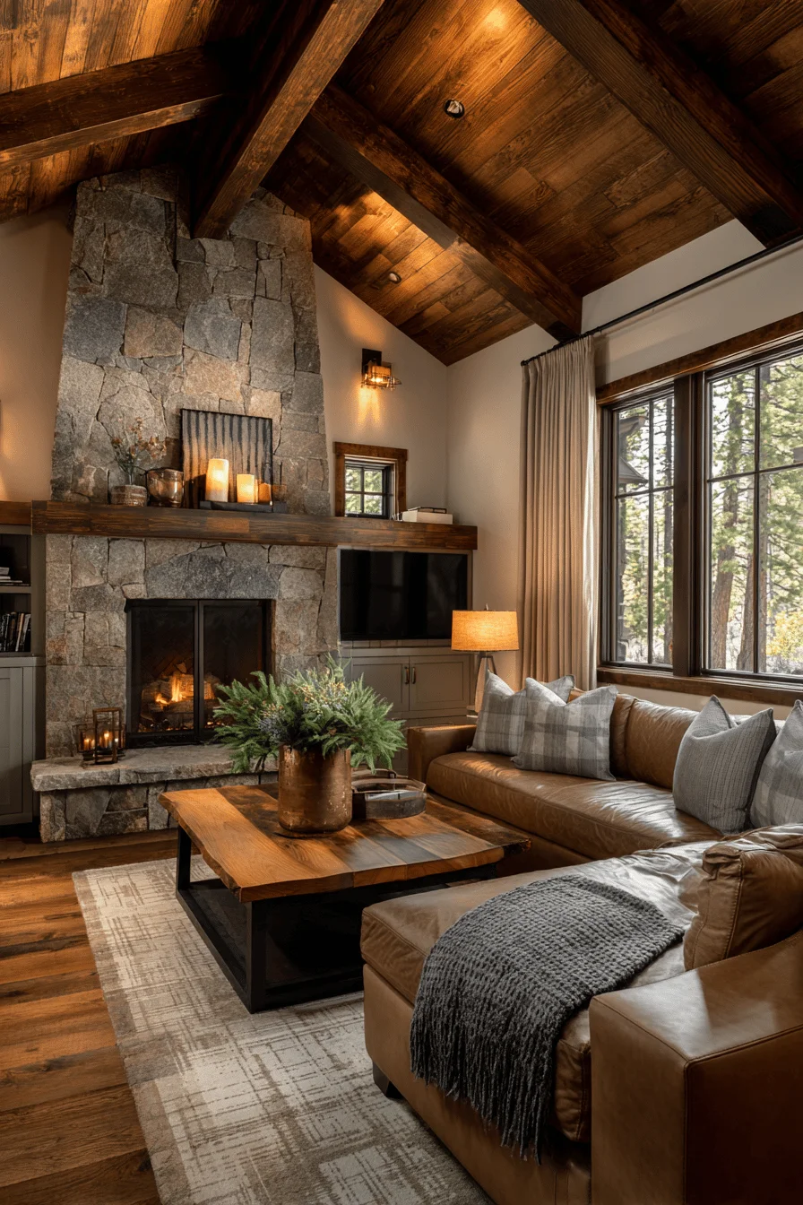 small apartment living room with leather sectional featuring house inspo elements and raised ranch living room design