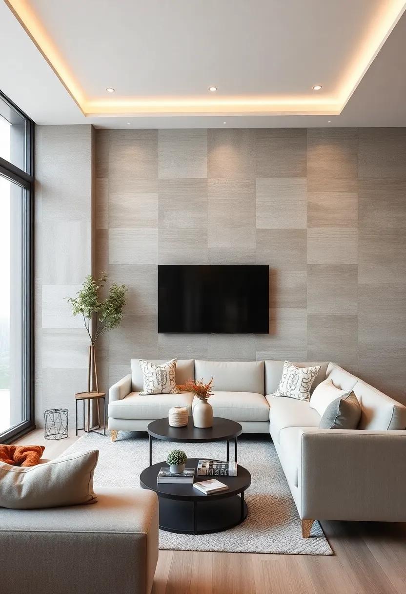 Luxurious Metallic Textured Wallpaper Adding Glamour and Shine To Sophisticated Urban Apartment Living Rooms