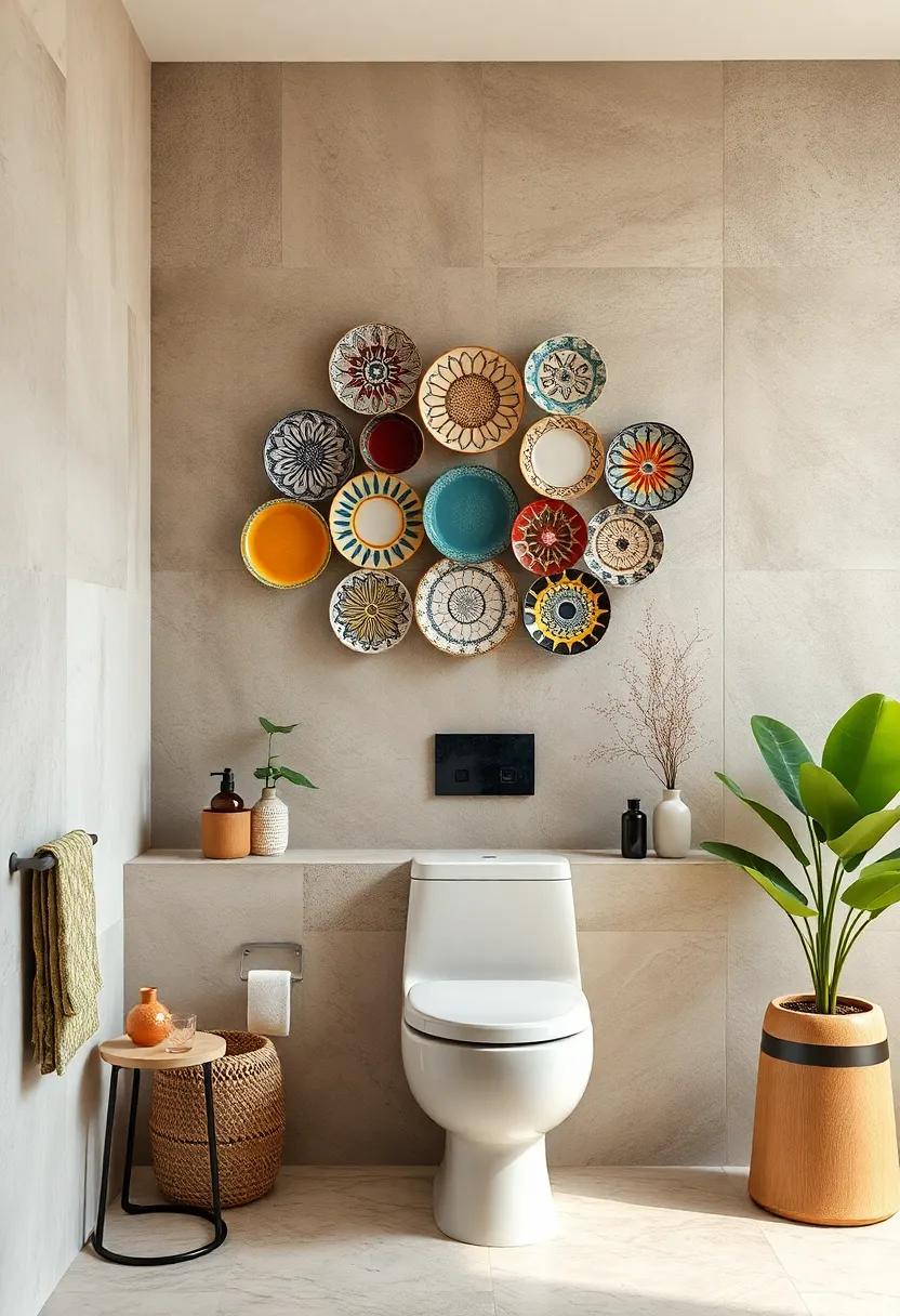 Add A Cluster Of Ceramic Plates In Different Patterns To Create A Bold Visual Statement