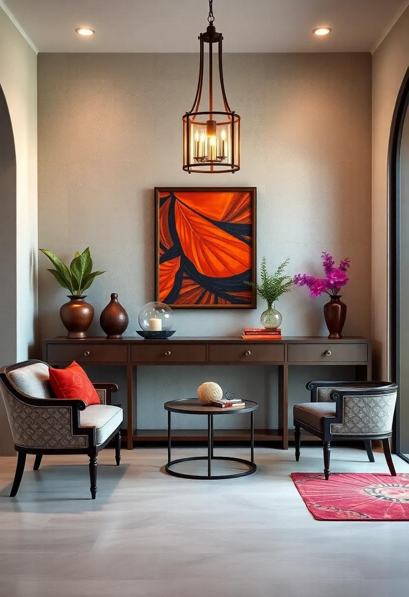 Elegant Console Tables Styled With Vintage Accents for a Harmonious and Classic Entryway