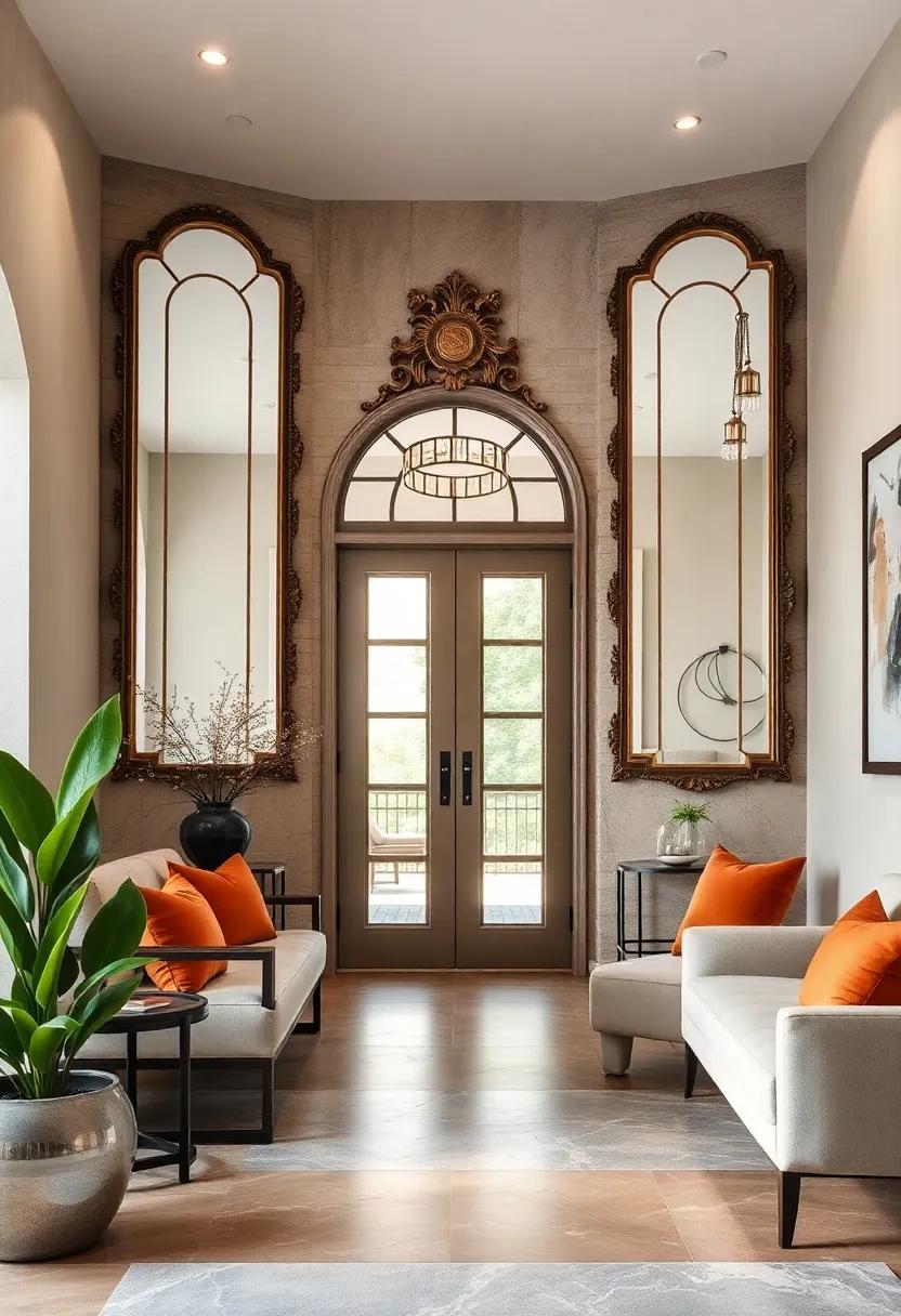 Luxurious Mirrors With Ornate Frames That Add Both Space and Intrigue to the Entry Space
