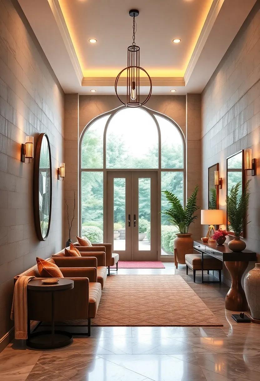 Soft Lighting Effects Enhancing the Warmth and Opulence of a Refined Entryway Design