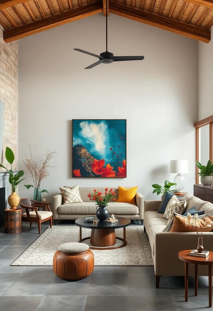 Capturing the Spirit of Vintage Finds Blending Rustic Artwork with Modern Interiors for a Vibrant Home Vibe