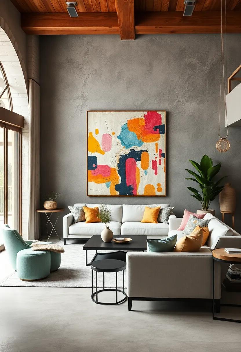 The Allure of Abstract Pieces Adding Unexpected Color Bursts to Calm and Neutral Room Palettes