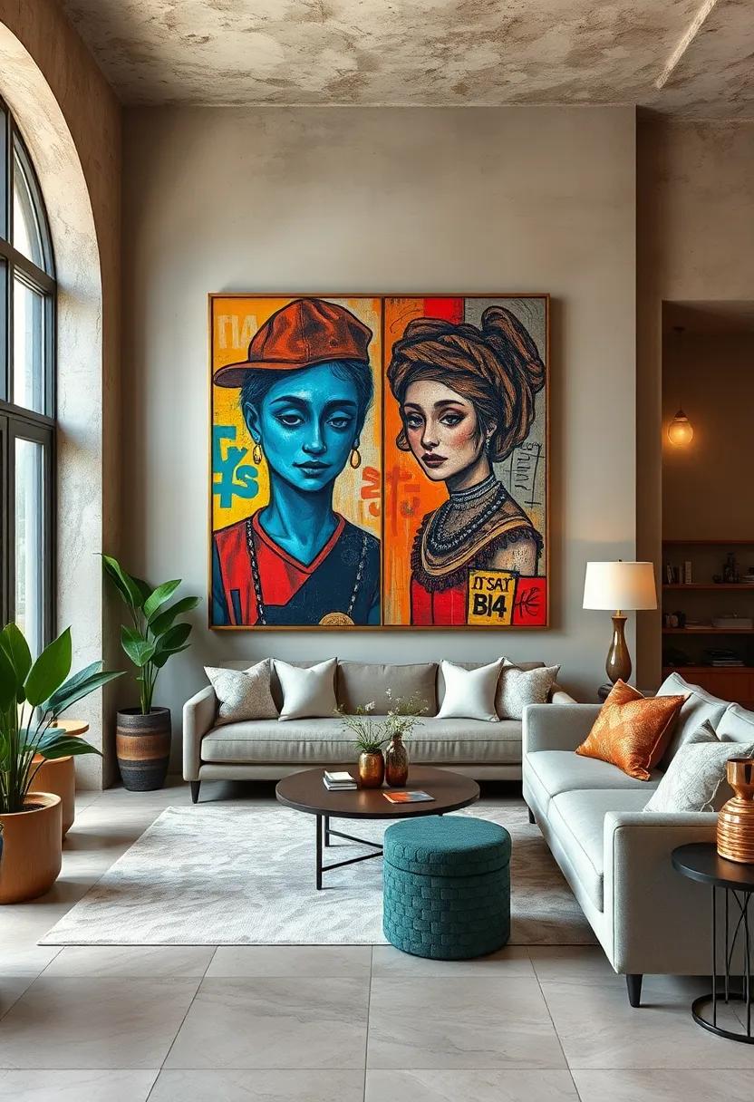 Playful Contrasts Combining Classic Portraits with Contemporary Graffiti to Reflect Dynamic Personalities