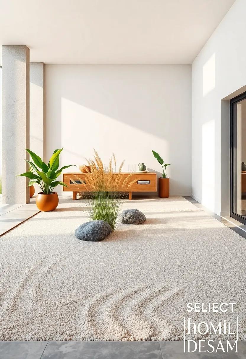 The Soft Ripple of Wind Moving Through Simple Grasses Complementing Zen Garden Lines