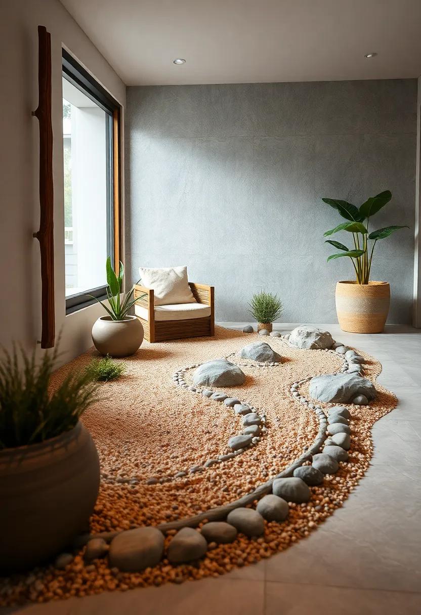 The Contrast Between Smooth Pebbles and Textured Sand Creating Visual Harmony and Depth