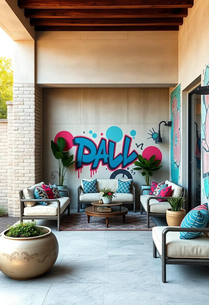 Urban Street Art Style With Graffiti Accents Adding Edgy Energy and Vibrant Color to Outdoor Areas