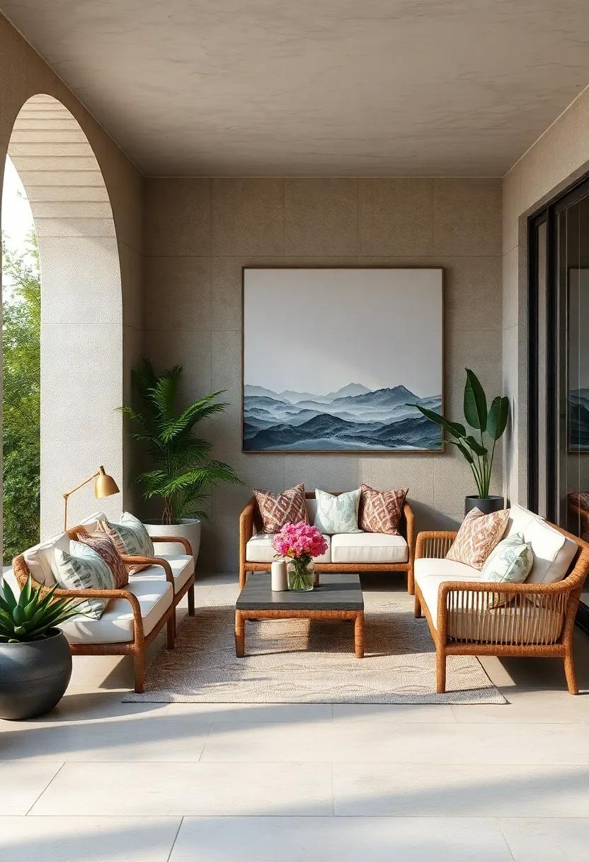 Minimalist Wall Art Emphasizing Clean Lines, Neutral Shades, and Subtle Texture for Sleek Patio Styling