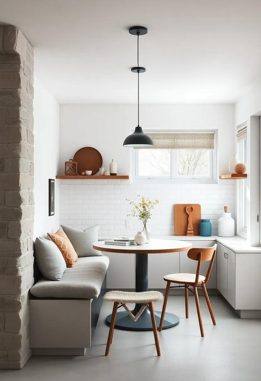 An Inviting Breakfast Nook Defined by Simple Lines, Soft Fabrics, and Muted Color Palettes Reflecting Nordic Calm
