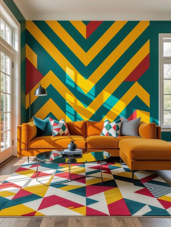 vibrant geometric living room