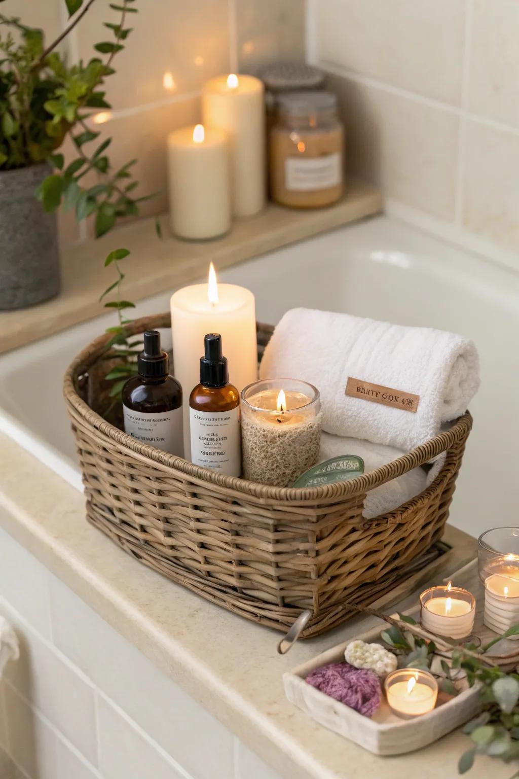 Relax and unwind with a self-care basket.