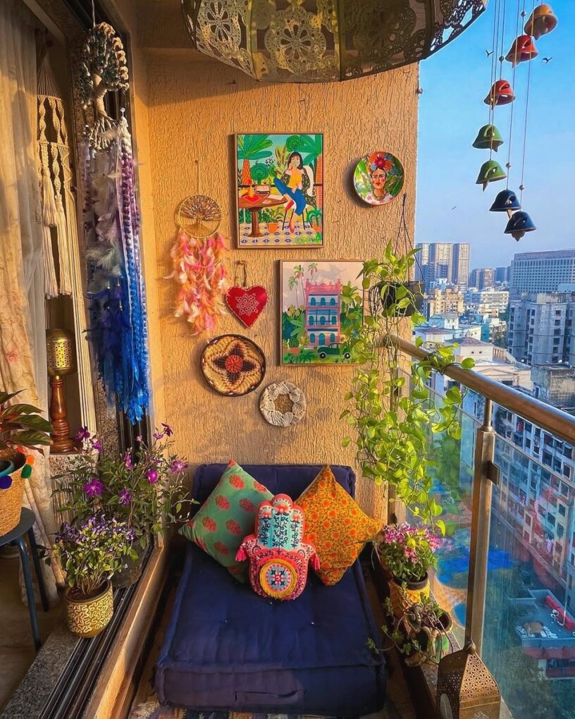 Floor cushions on balcony