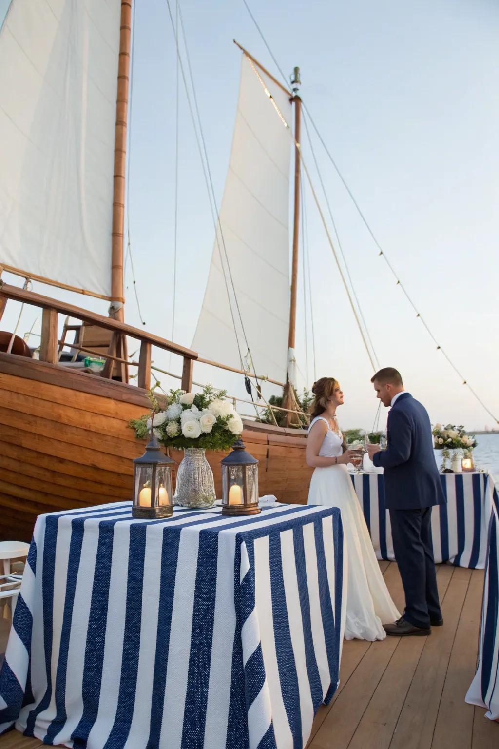 Nautical wedding theme inspired by the sea.