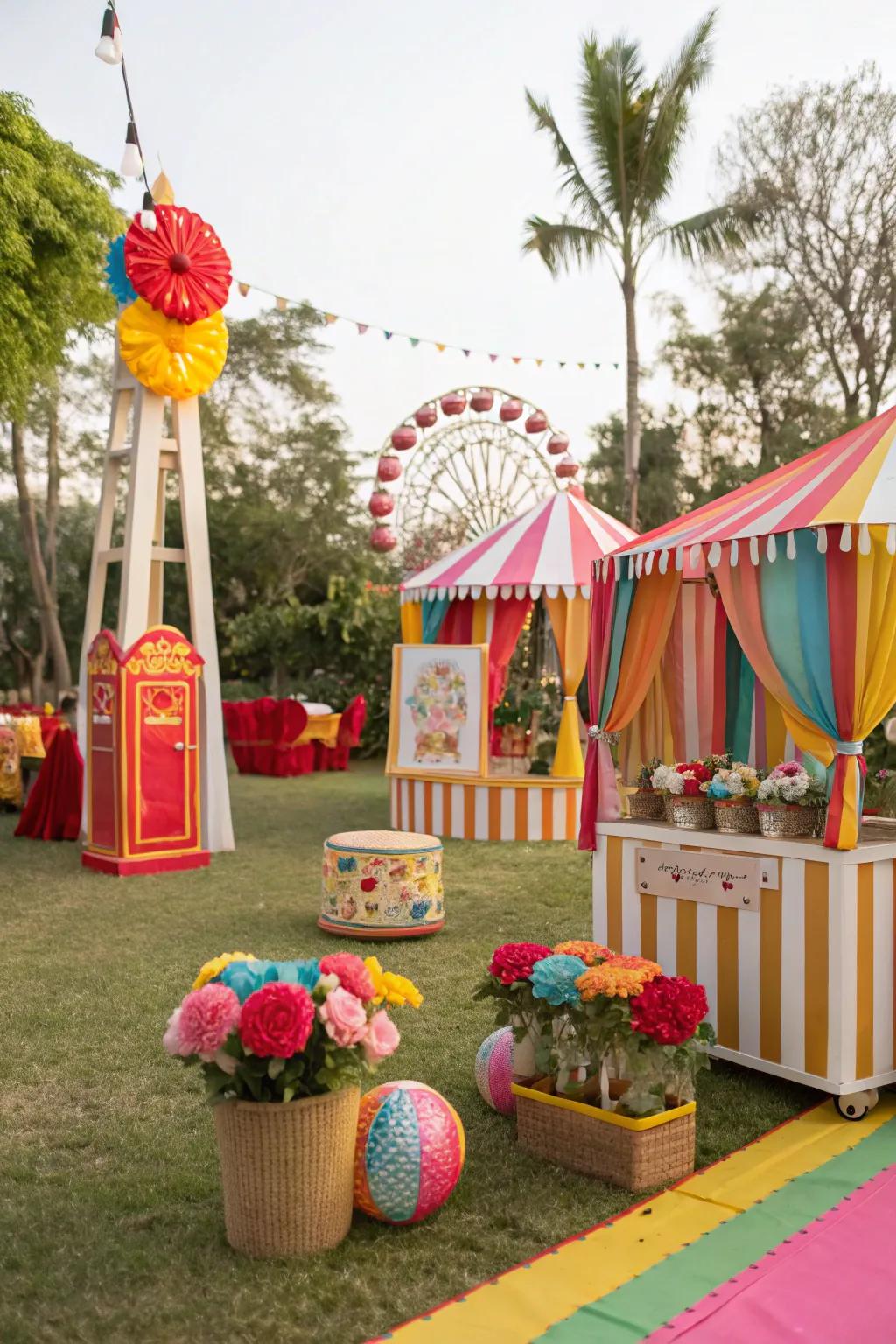 Carnival wedding theme full of color and fun.