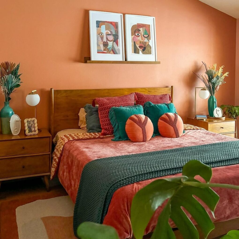Terracotta themed bedroom